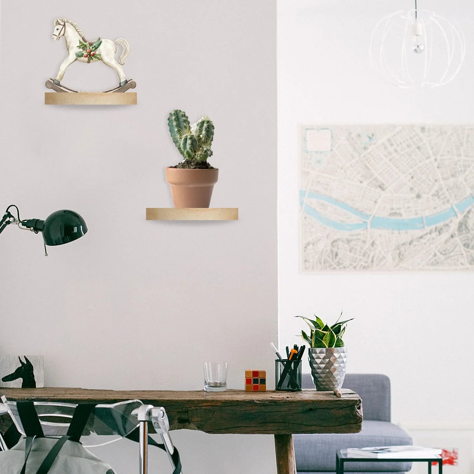 Round Oak Floating Wall Shelves, Set of 3 or 6