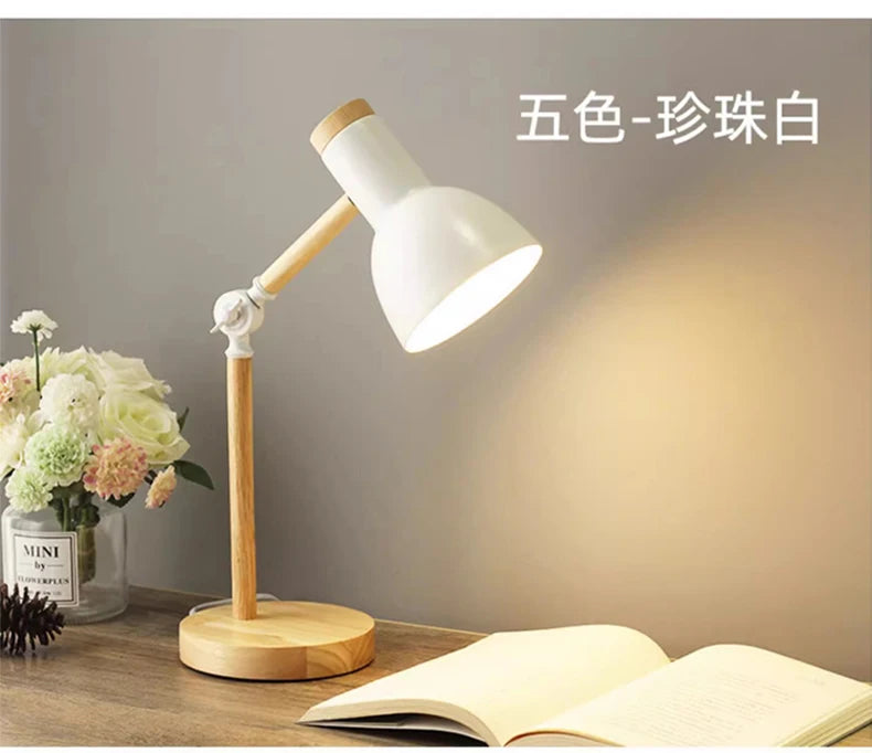 Nordic Wooden Turn Head Table Lamp