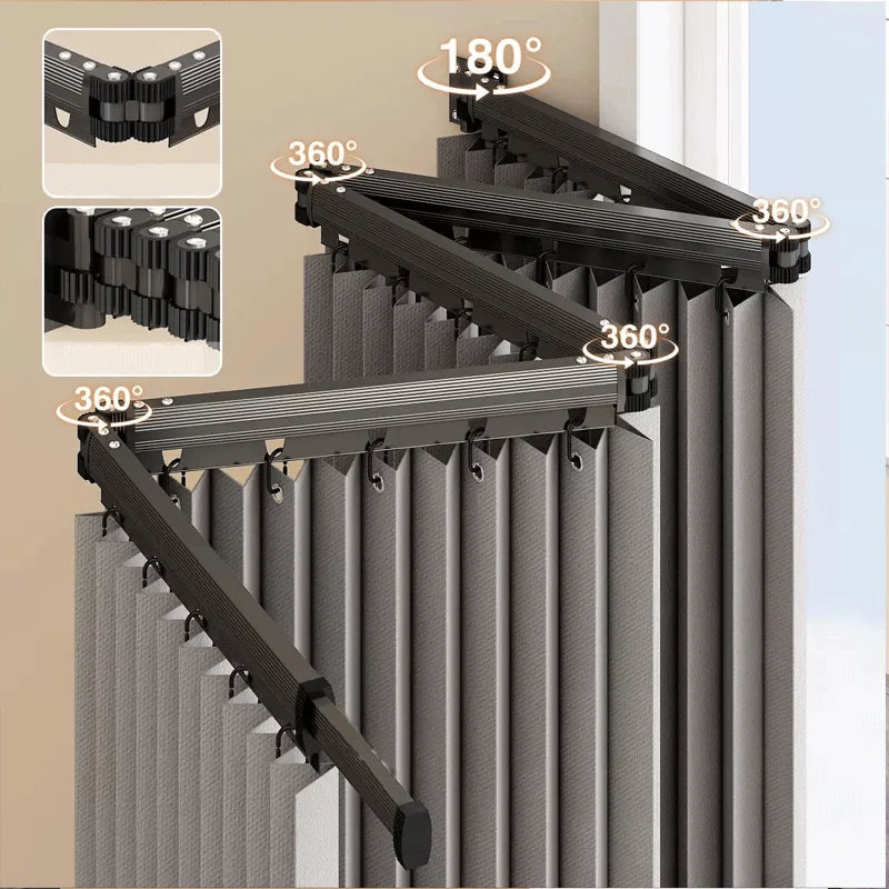 Foldable Shower Curtain Rod Set