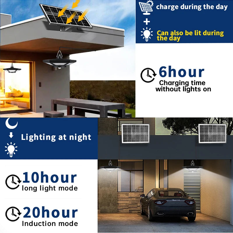 Solar Shed Light Solar Pendant Light Indoor Outdoor 228/180 LED 1000LM