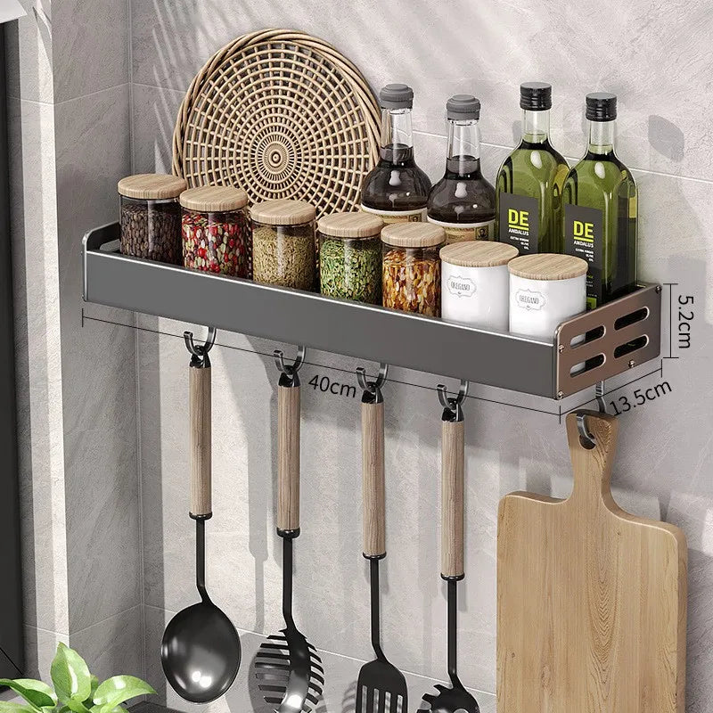 Wall Mounted Kitchen Utensil Rack with Hooks