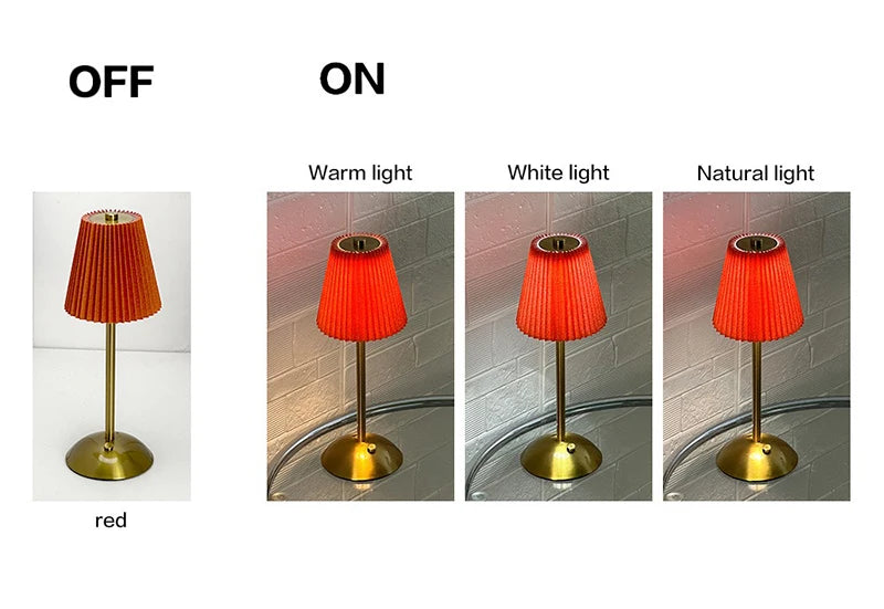 Cordless Pleated Nightstand Lamp