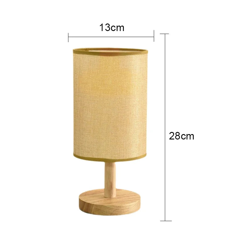 Wood Base Fabric Bedside Lamp