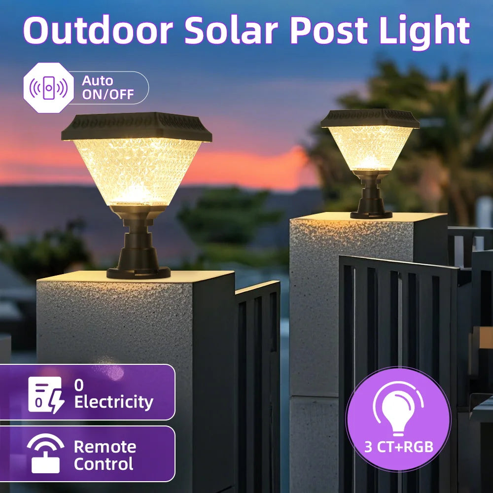 Outdoor Led Solar Lights Timed Solar Pillar Lights IP65 LED Garden