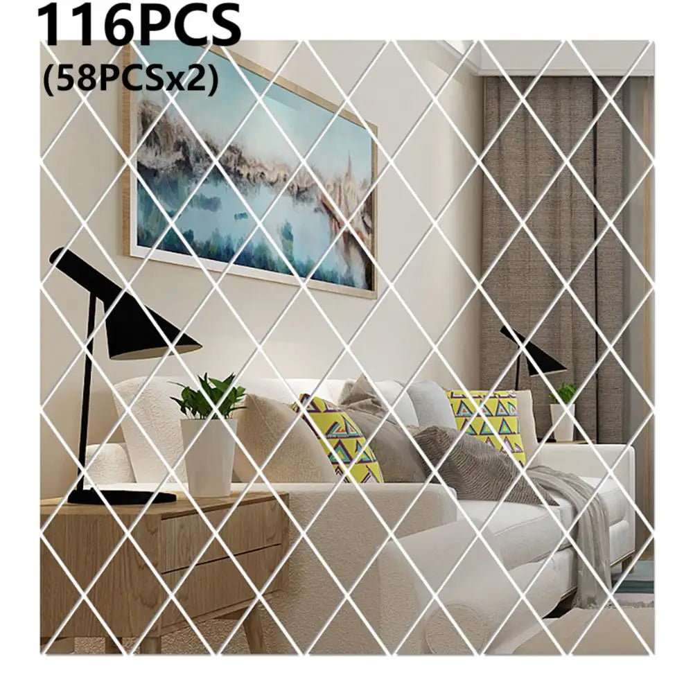 3D Diamond Mirror Wall Sticker Set