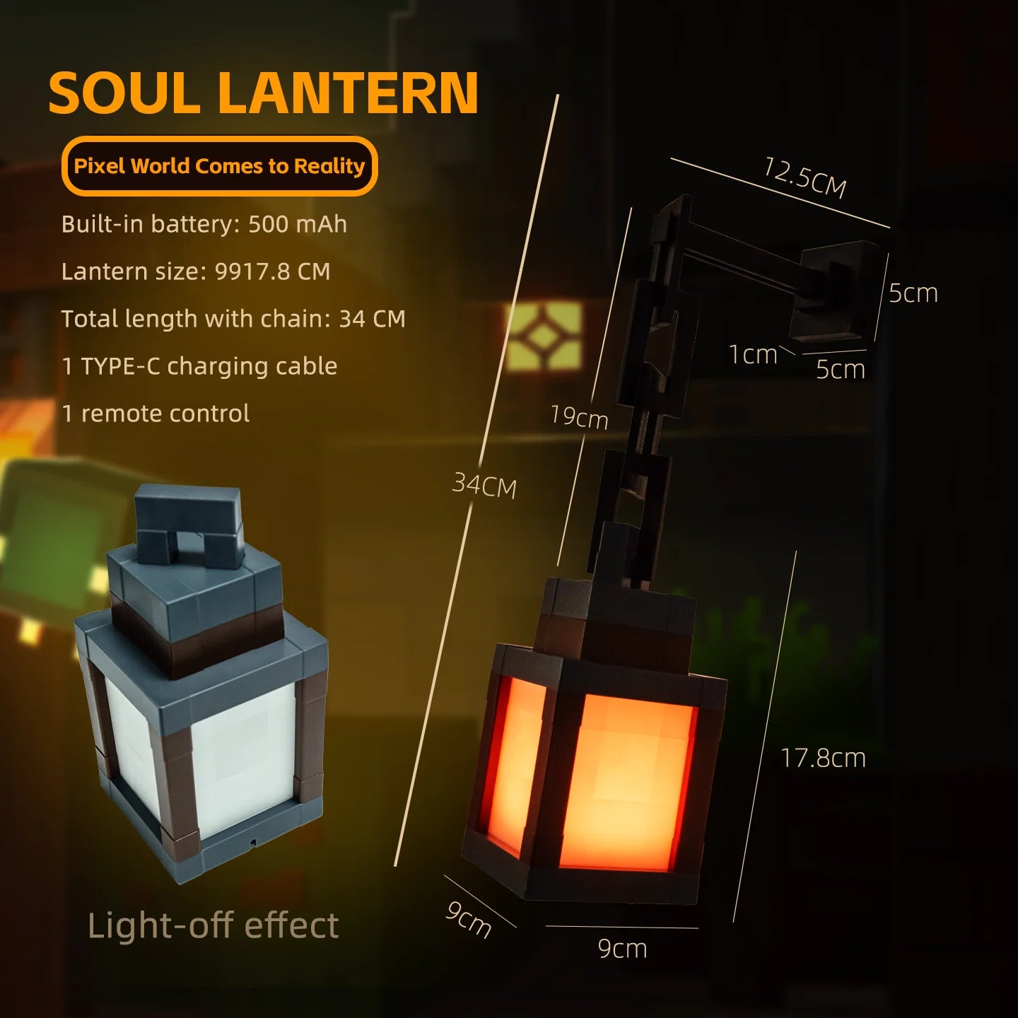 Pixel Style Night Light Lantern