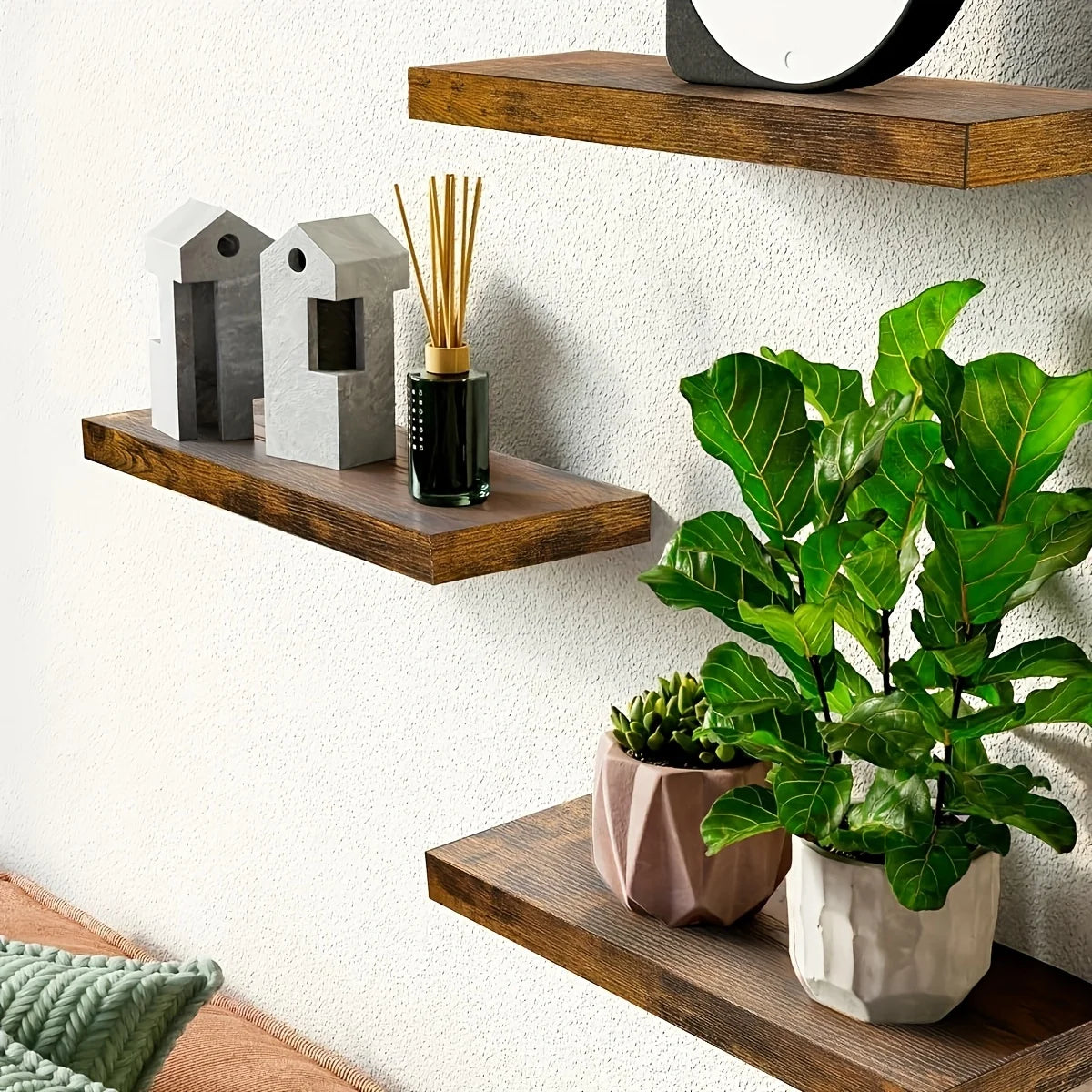 Solid Wood Wall Mounted Bookshelf