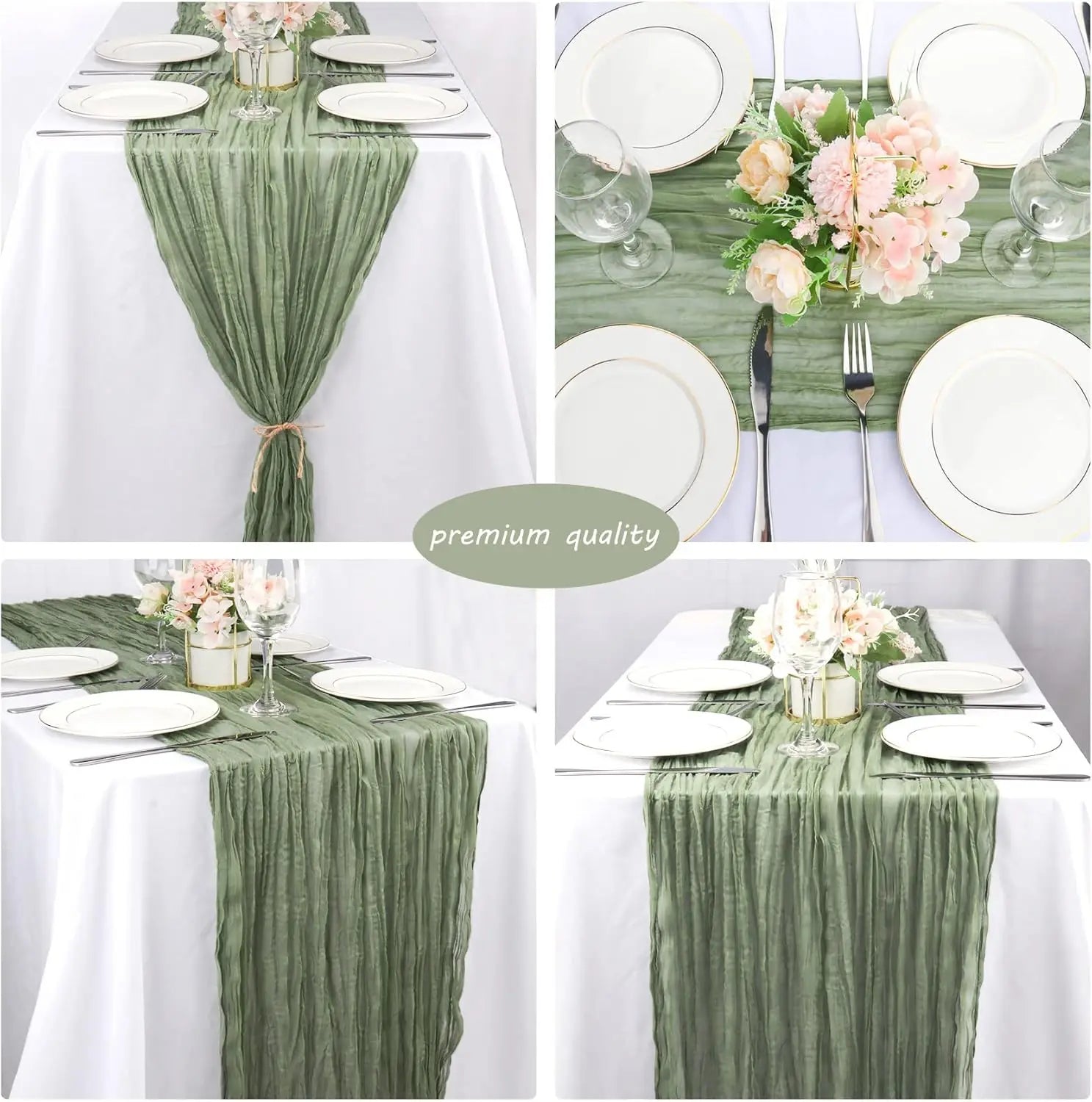 CheeseCloth Table Runner, 40x270cm Boho Gauze Fabric Rustic Sheer