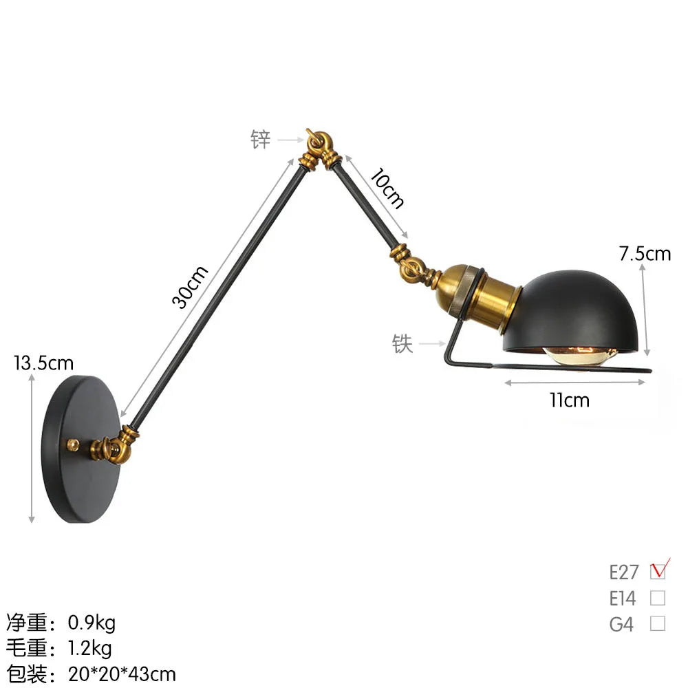 Modern Simple Adjustable Interior Led Wall Lamp White Black for Bedside