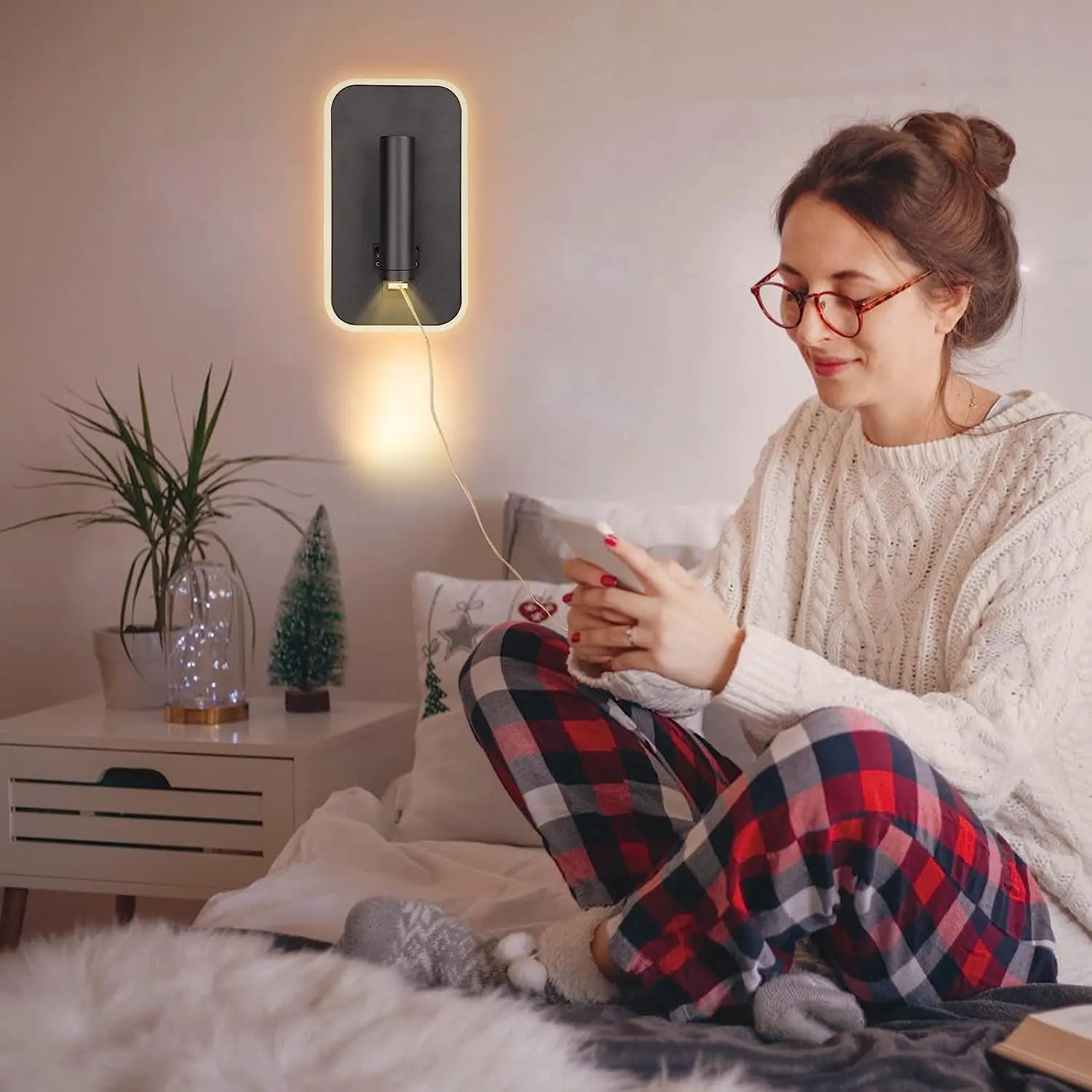 Bedside Wall Lamp, LED Wall Light, Wall Mounted Reading Light with