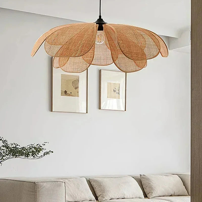 Rattan Woven Petal Pendant Light