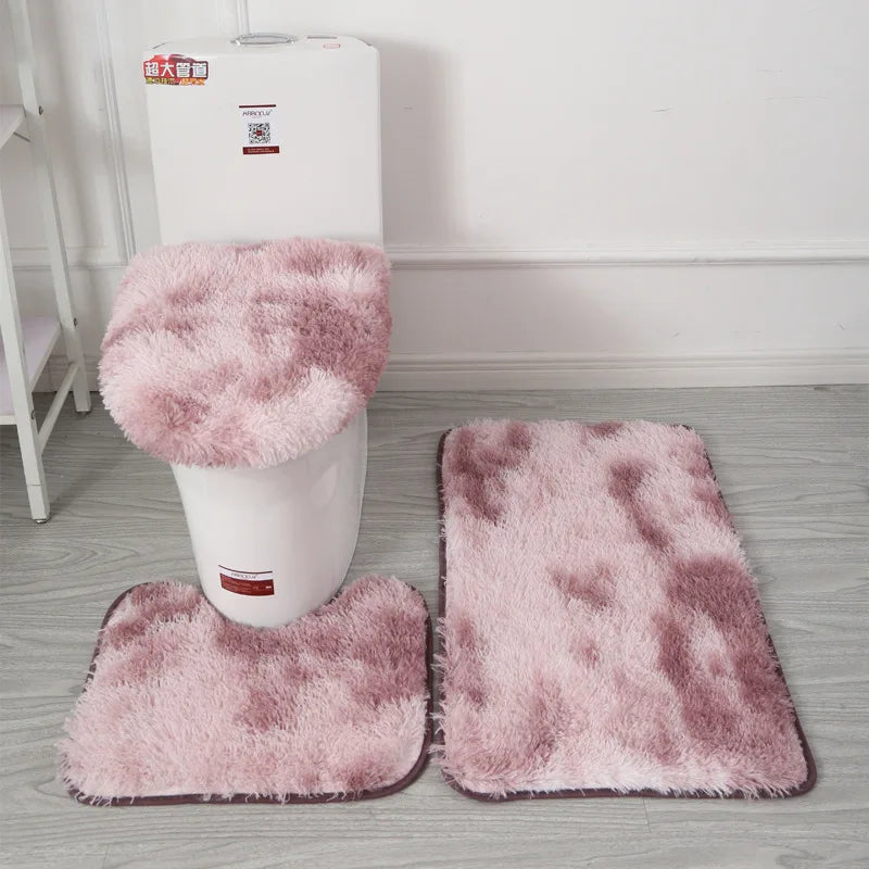 Toilet Seat Cover 3Pcs Set Bath Mat Shower Room Floor Rug