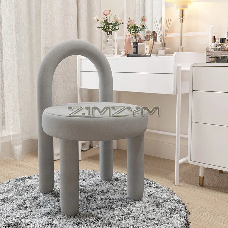 Round Velvet Vanity Stool Footrest