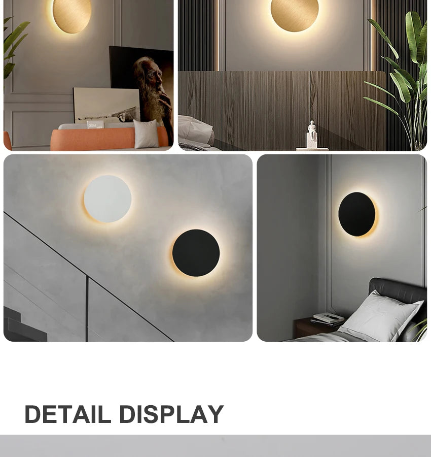 Modern Round Wall Lamp 15cm/20cm LED Black/White/Gold Aluminum Acrylic