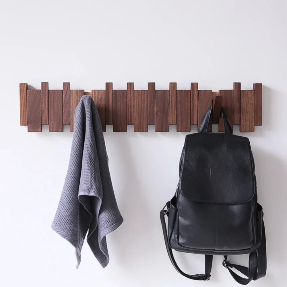 Wooden Wall Coat Rack with 8 Hooks