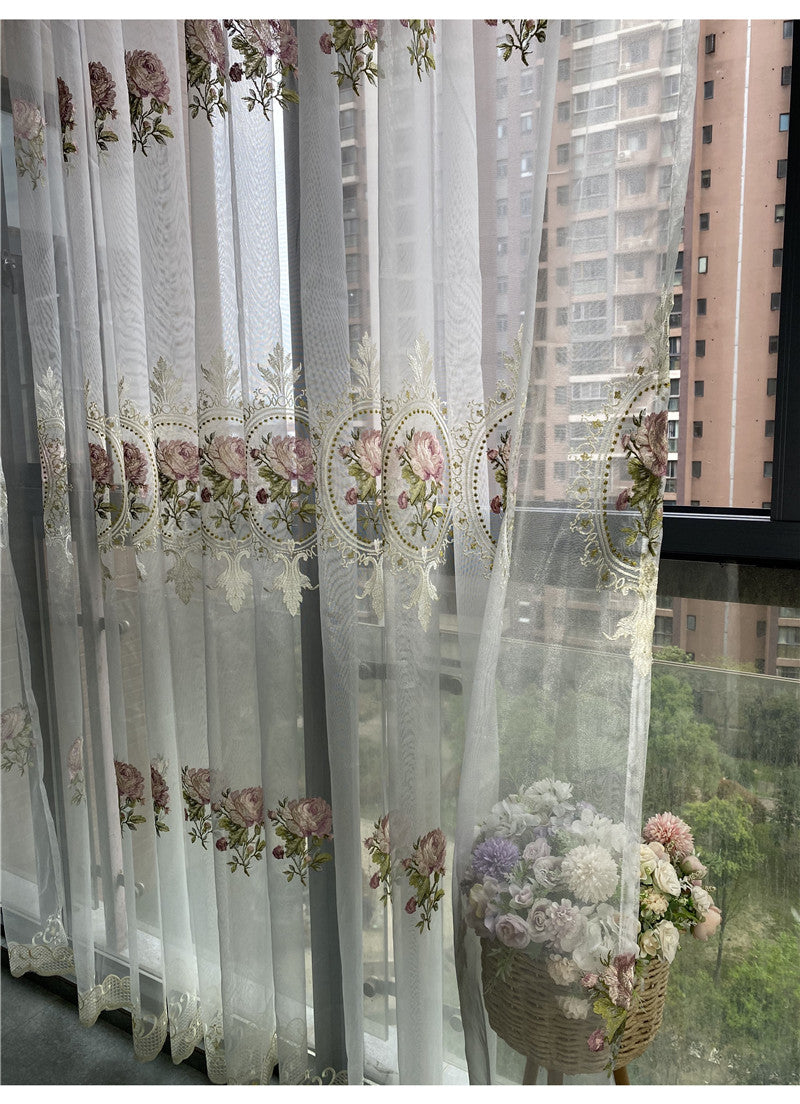Peony Embroidered Sheer Curtain