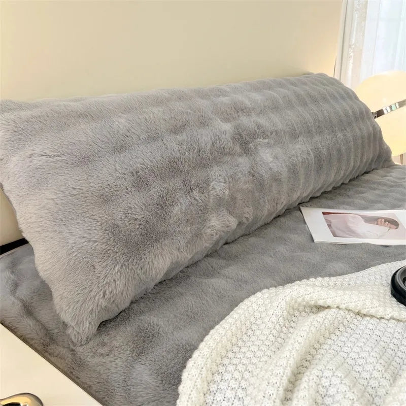 Solid Color Plush Long Pillowcase Cushion Cover