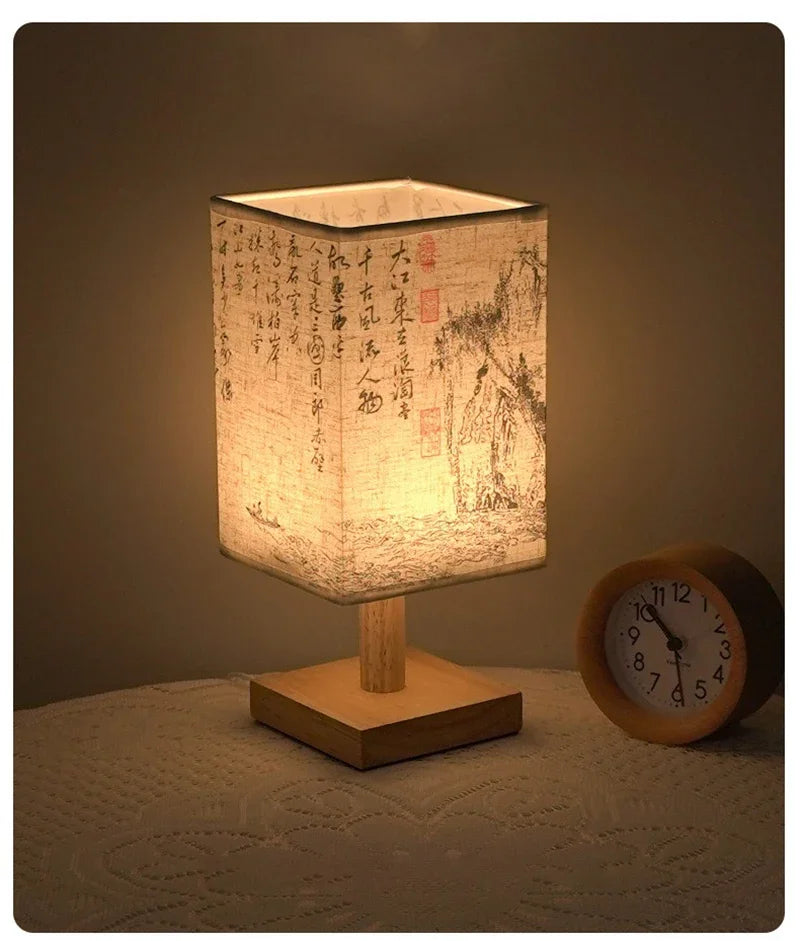 Fabric Square Bedside Lamp
