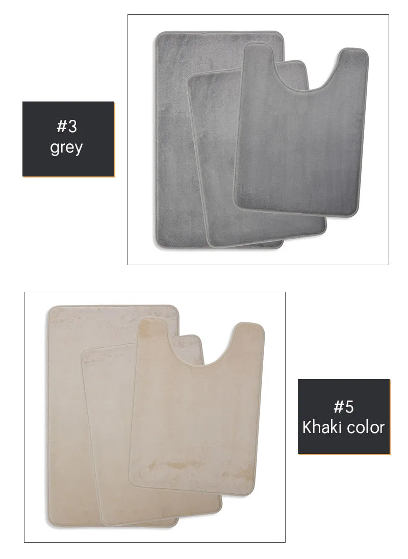 Three Piece Toilet, Bath Floor Mat, Shower Mat, Bath Absorbent Mat, Non