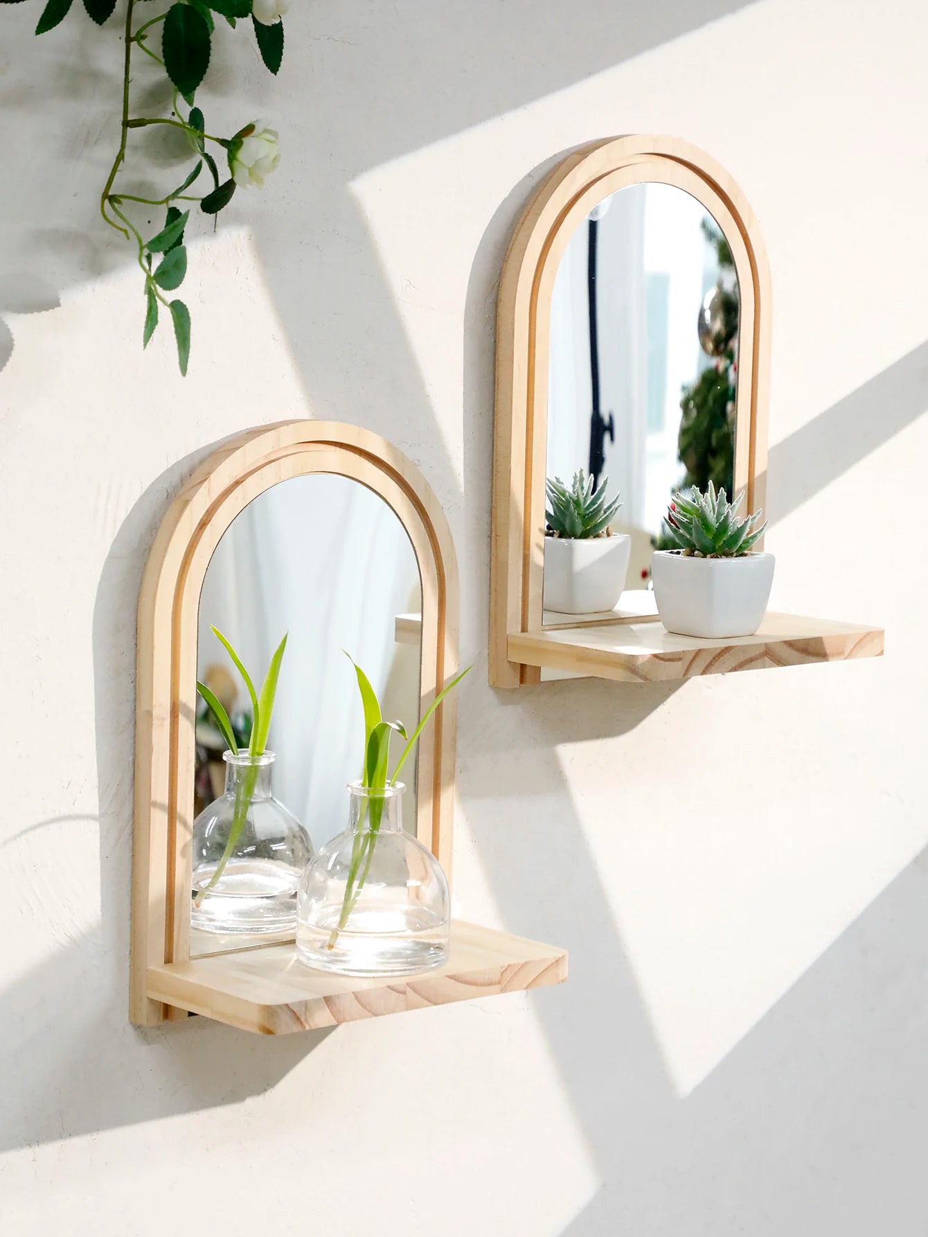 Boho Geometric Wooden Wall Shelf