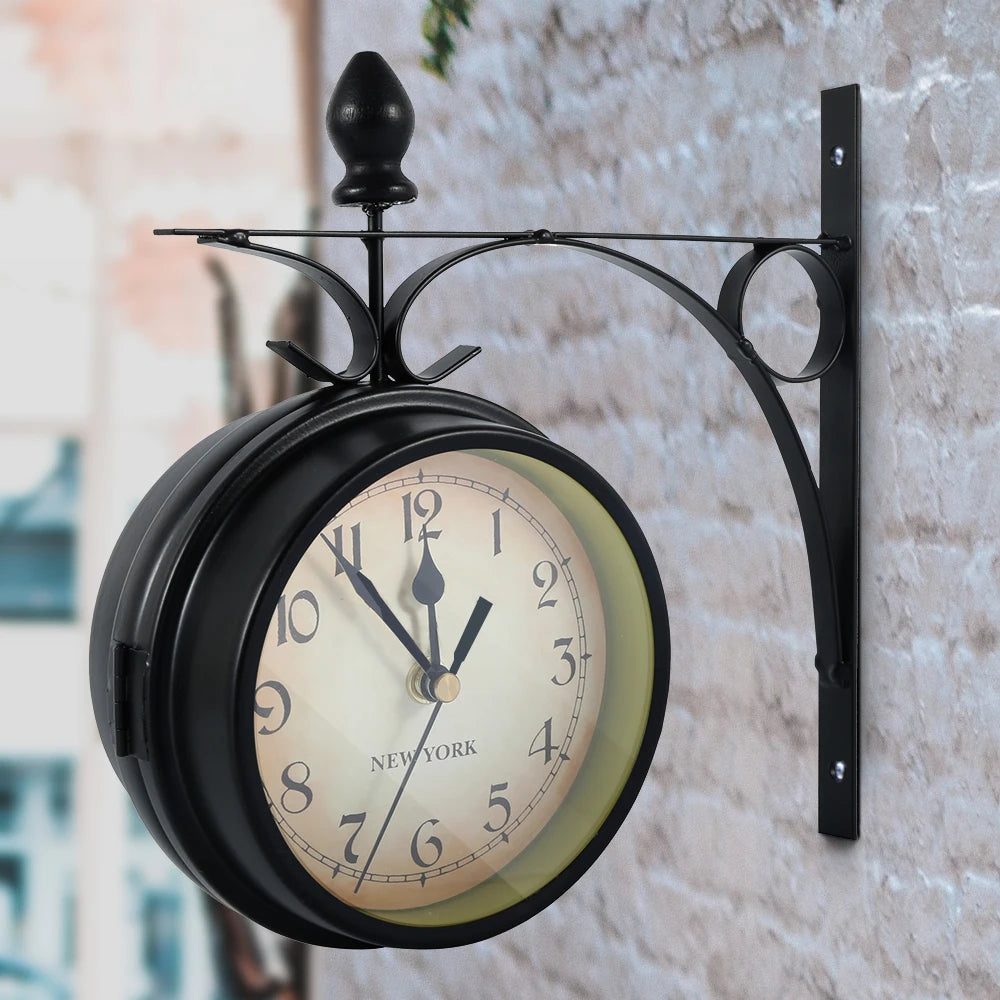 Retro Double Sided Station Clock