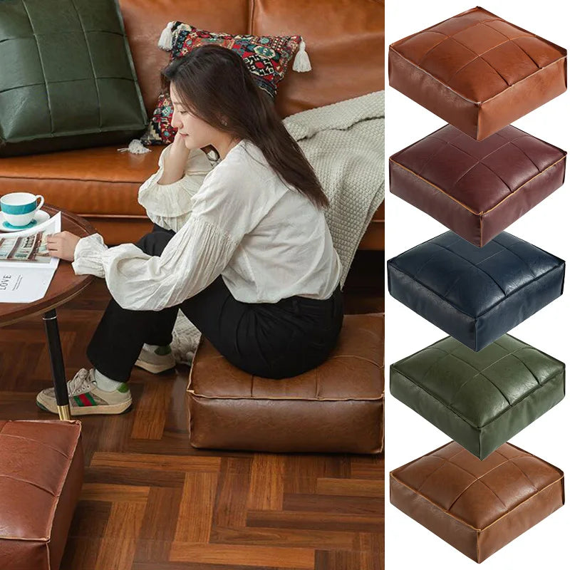 Moroccan Leather Floor Cushion Cover