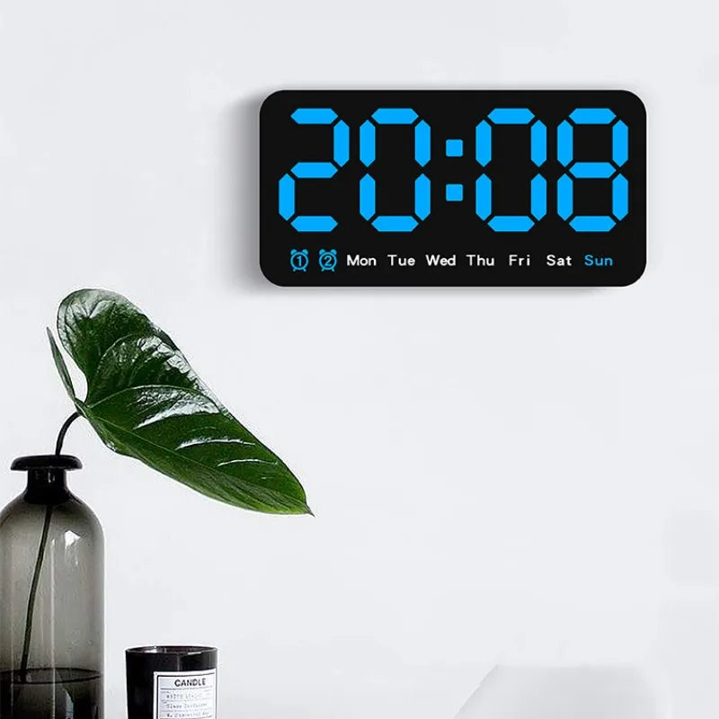 Voice Control Large Digital Wall Clock Temperature Date Week