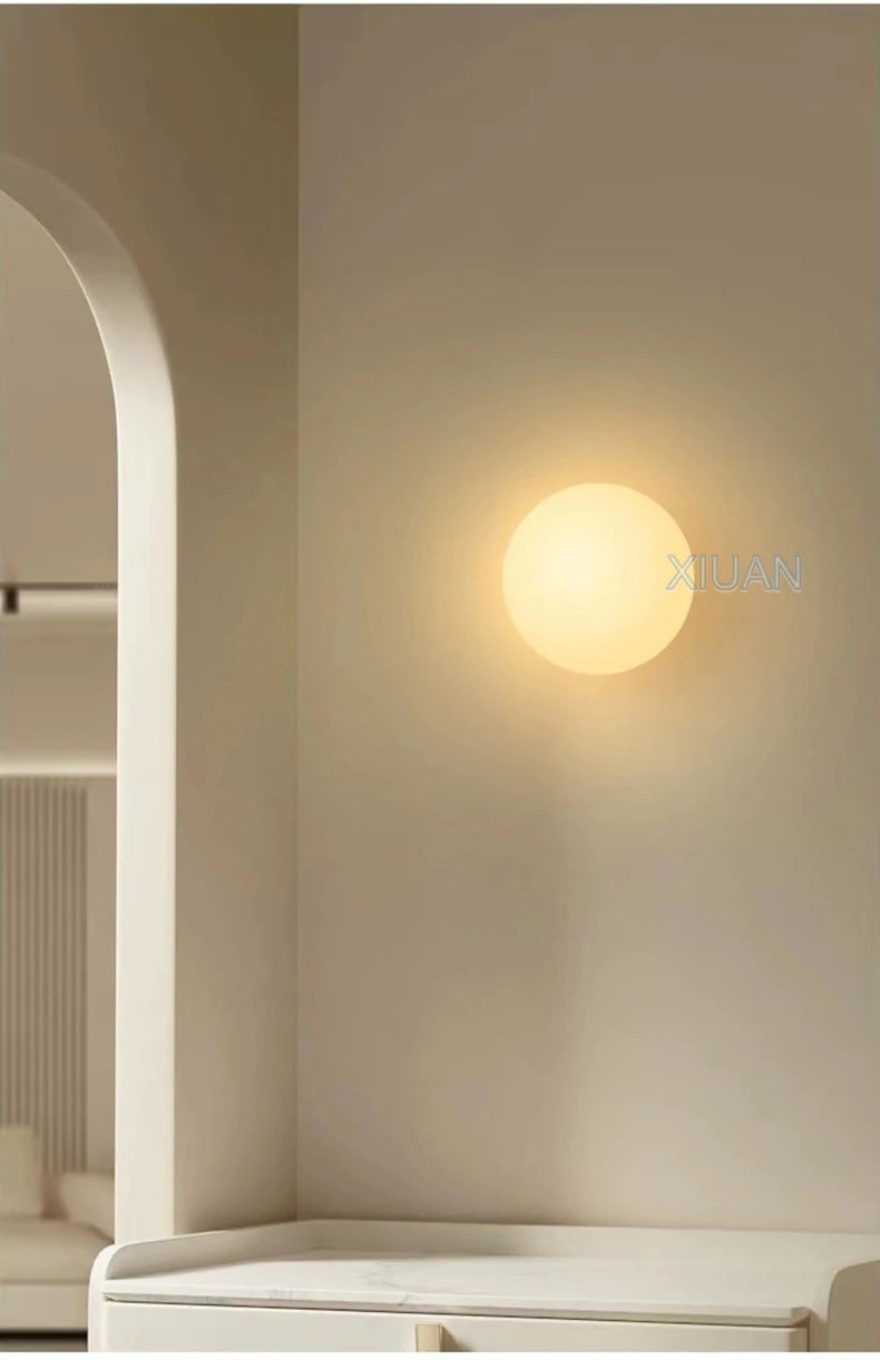 French Bauhaus Glass Ball Wall Lamp