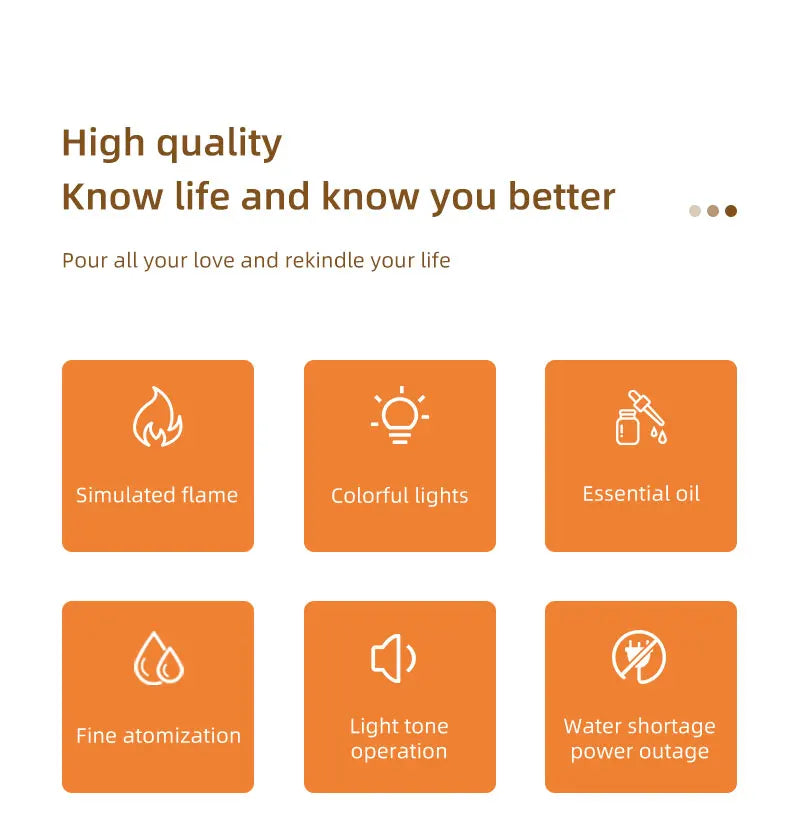 Essential Oil Diffuser,Flame Colorful Water Vapor Fire Humidifier for