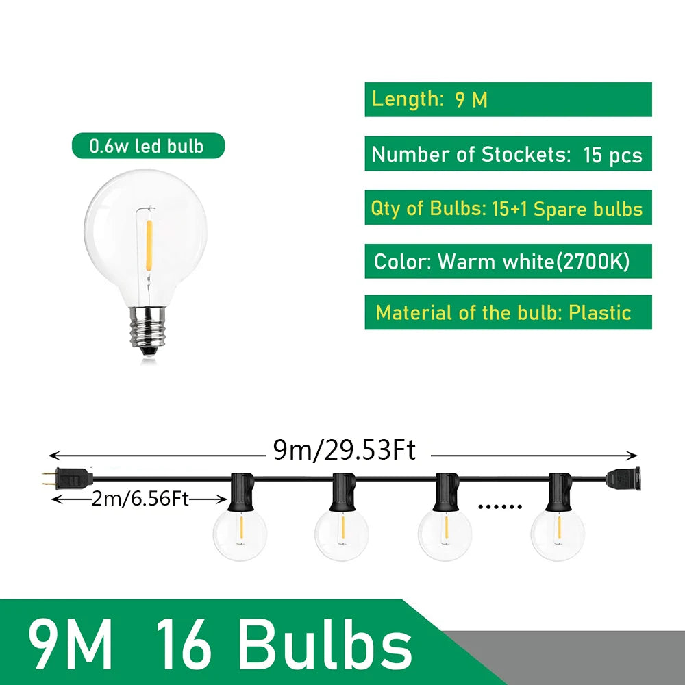 G40 Globe Festoon Patio String Lights