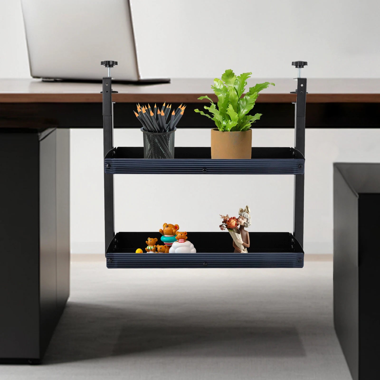 Two Tier Clamp On Desk Shelf