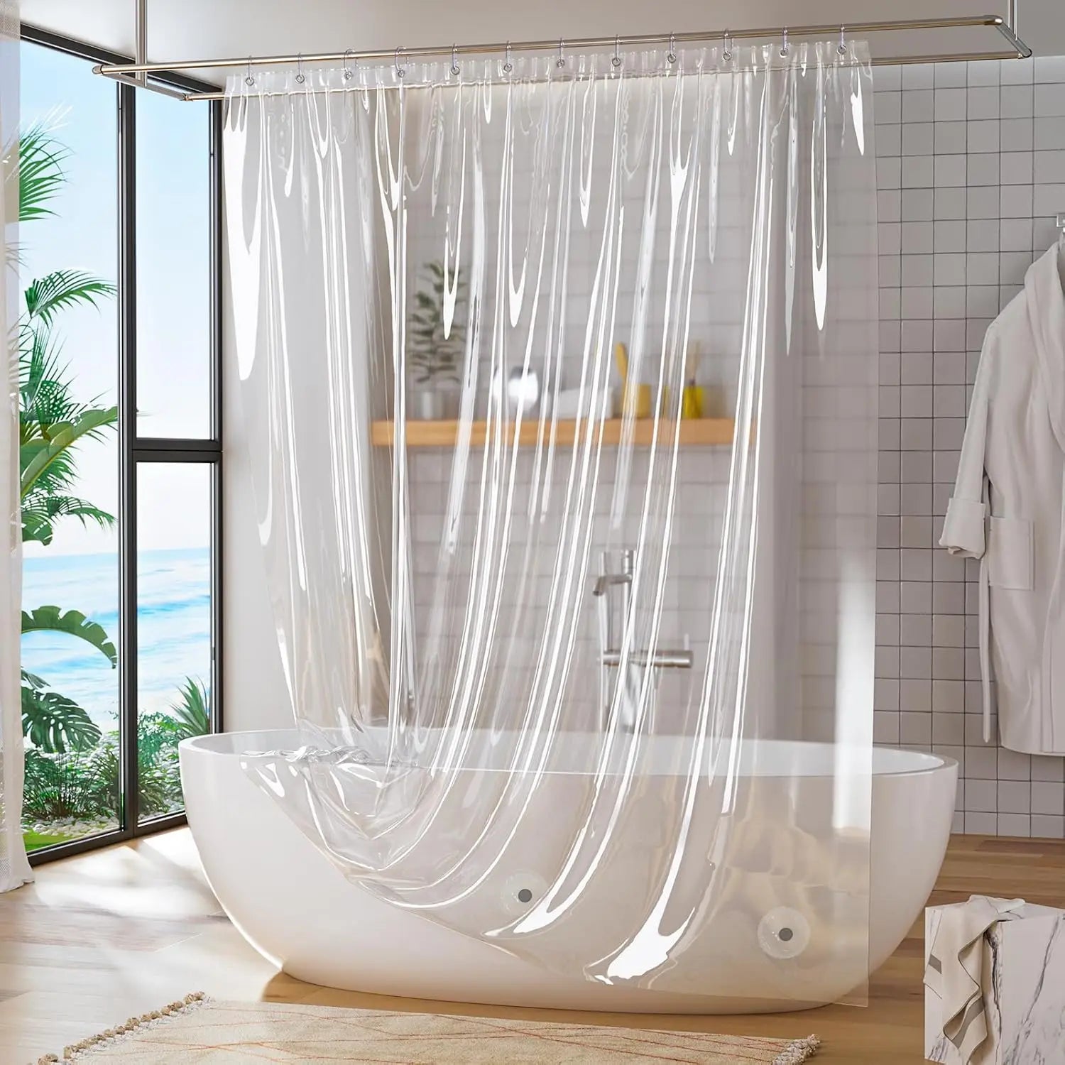 Clear Shower Curtain Liner, Peva 72x72 Lightweight Waterproof