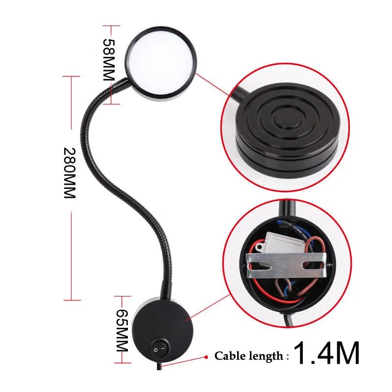 Flexible Gooseneck LED Reading Wall Light