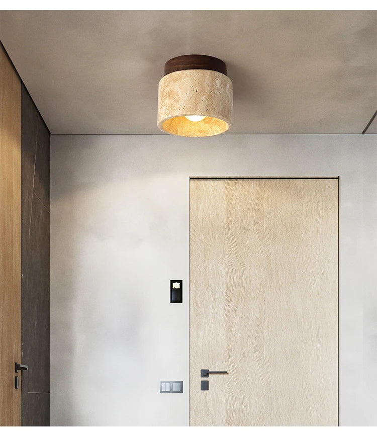 Stone Wood Round Surface Downlight