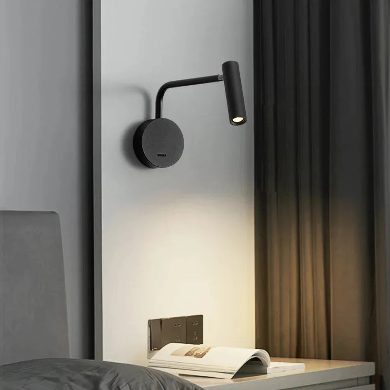 Modern Swing Arm Reading Wall Lamp Hotel Rooms Lamp 3W LED Adjustable