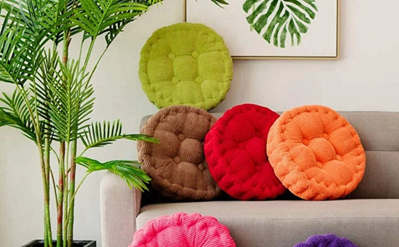 Inyahome Tufted Corduroy Thicken Floor Seat Cushion for Balcony Tatami Meditation Floor Round Square Cushion Living Room Indoor