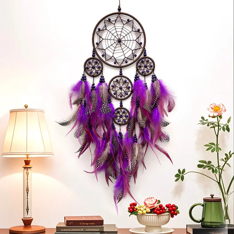 Vintage Blue Feathers Dream Catcher Wall Hanging Bedroom Pendants