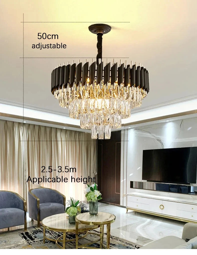 Luxury Crystal Ceiling Chandelier Lighting Modern Living Room Lights