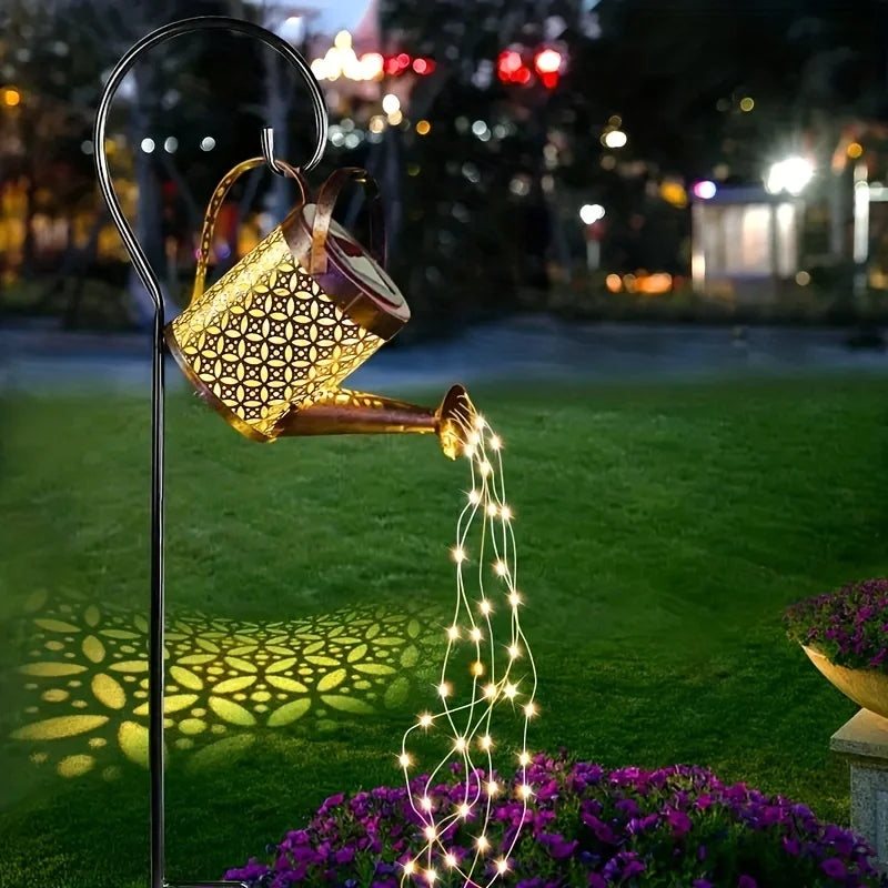 Large Retro Metal Lantern Solar Watering Can Light Outdoor Waterproof