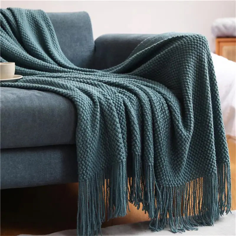 Nordic Solid Knit Throw Blanket