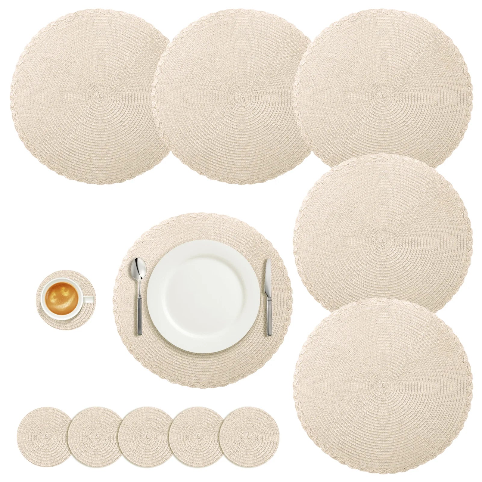 Braided Round Placemat and Coaster Set