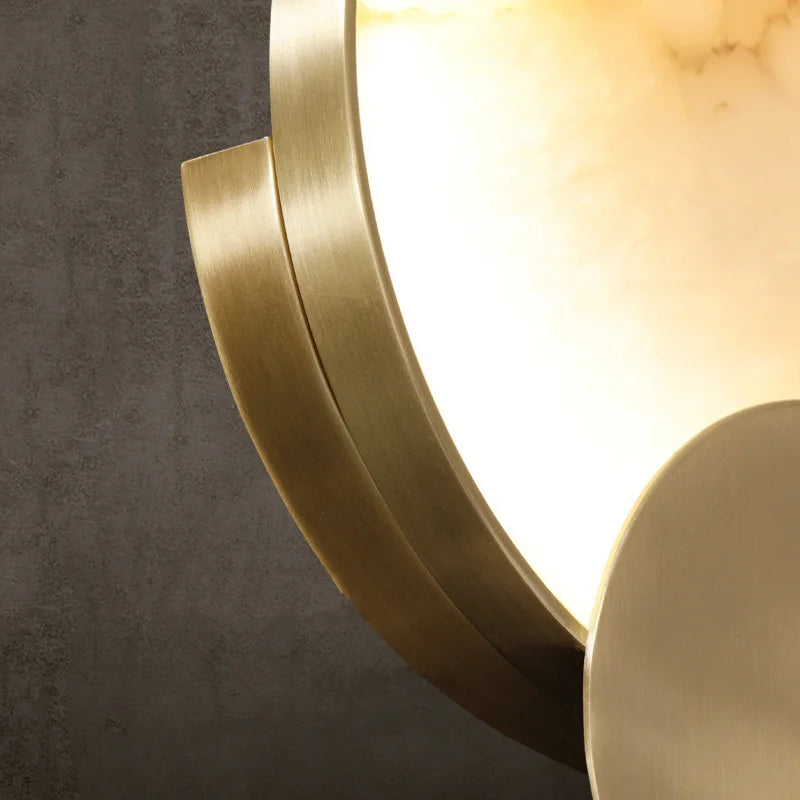 Round Marble and Copper Wall Lamp