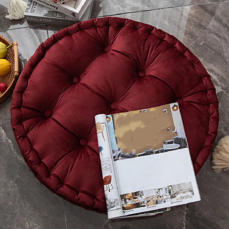 60x60cm Nordic Plain Velvet Tatami Round Cushion Pillow Thickened Winter Sofa Back Cushion Floor Meditation Cushion Futon Round