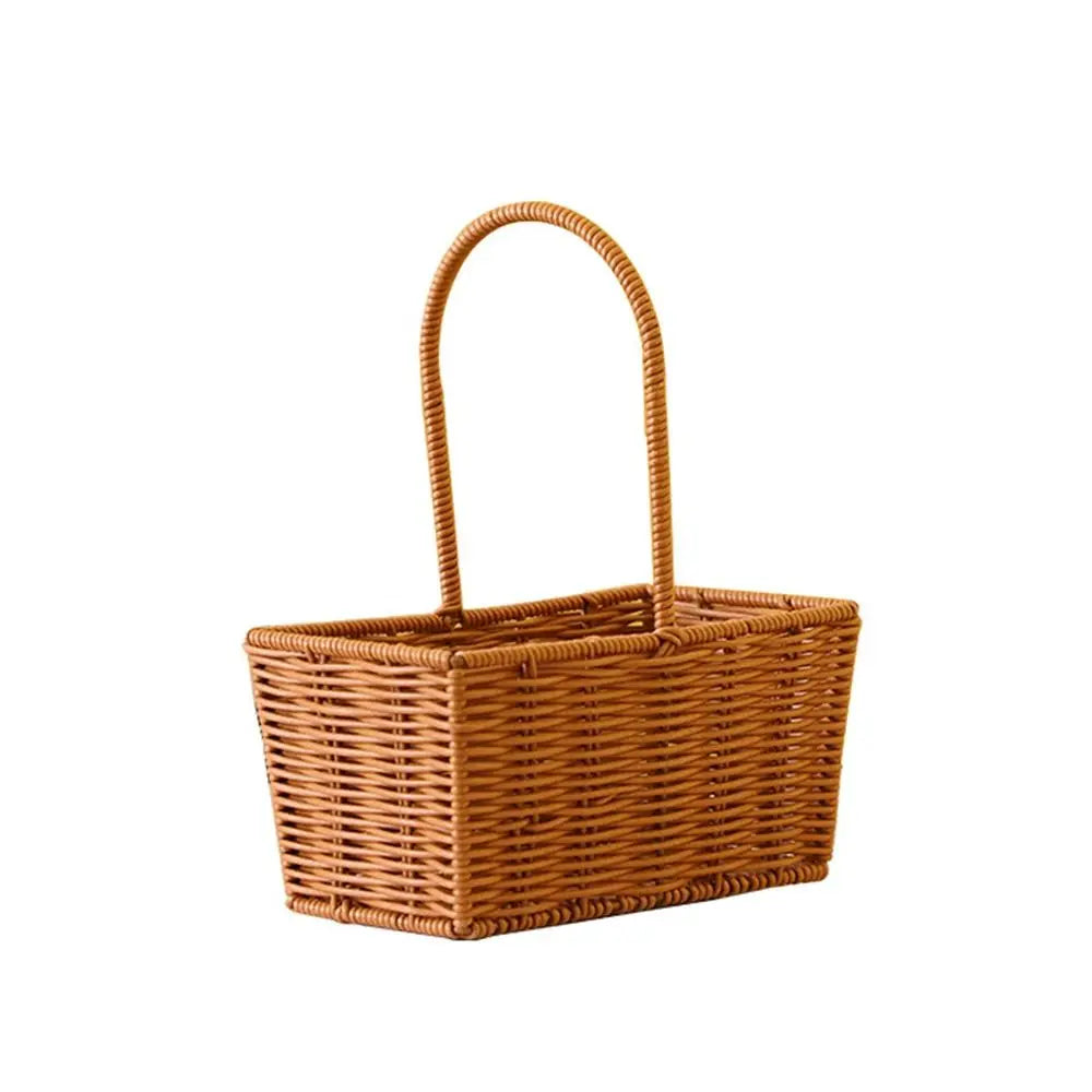 Woven Rattan Storage Basket with Handle