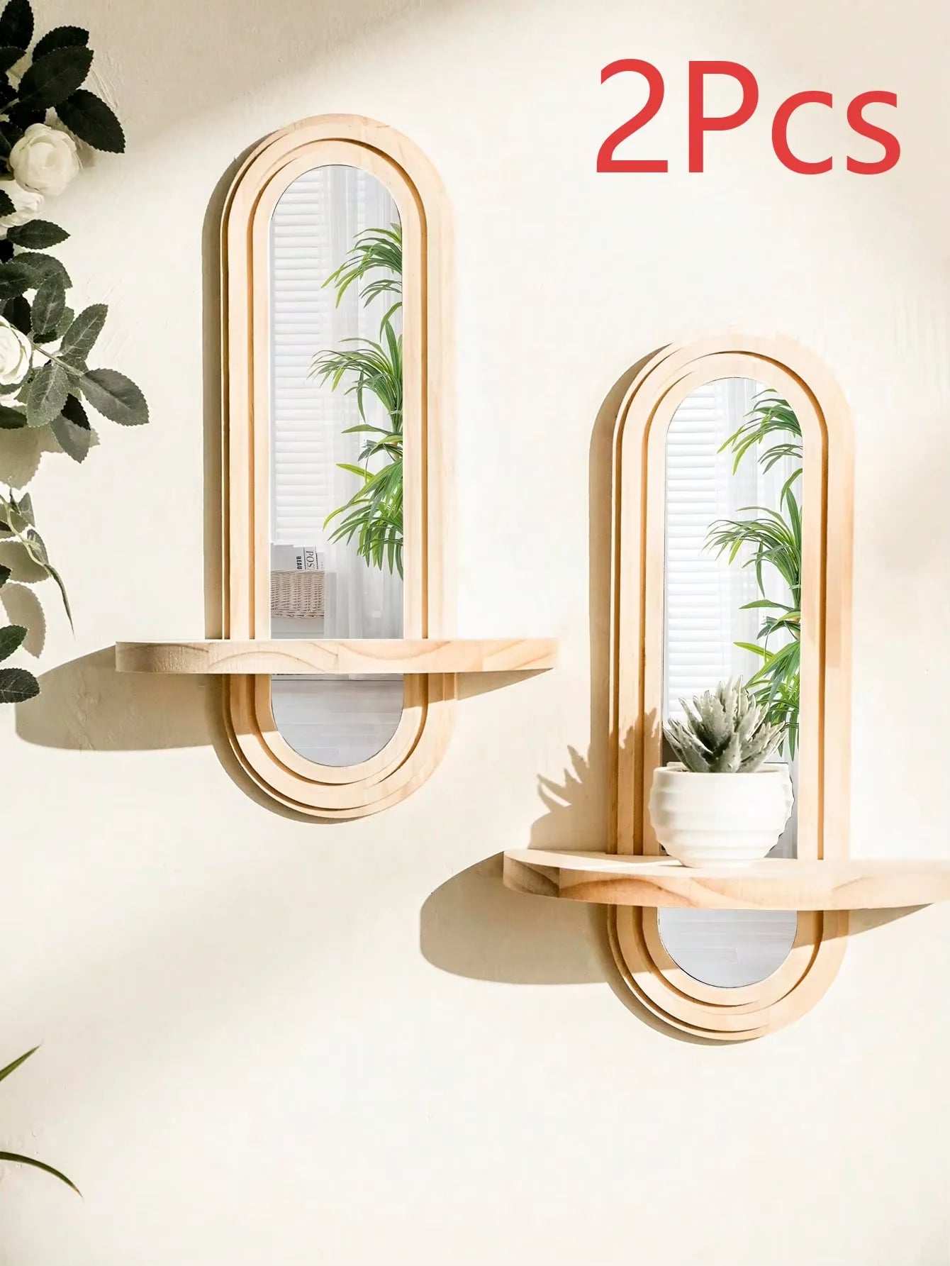 Boho Geometric Wooden Wall Shelf