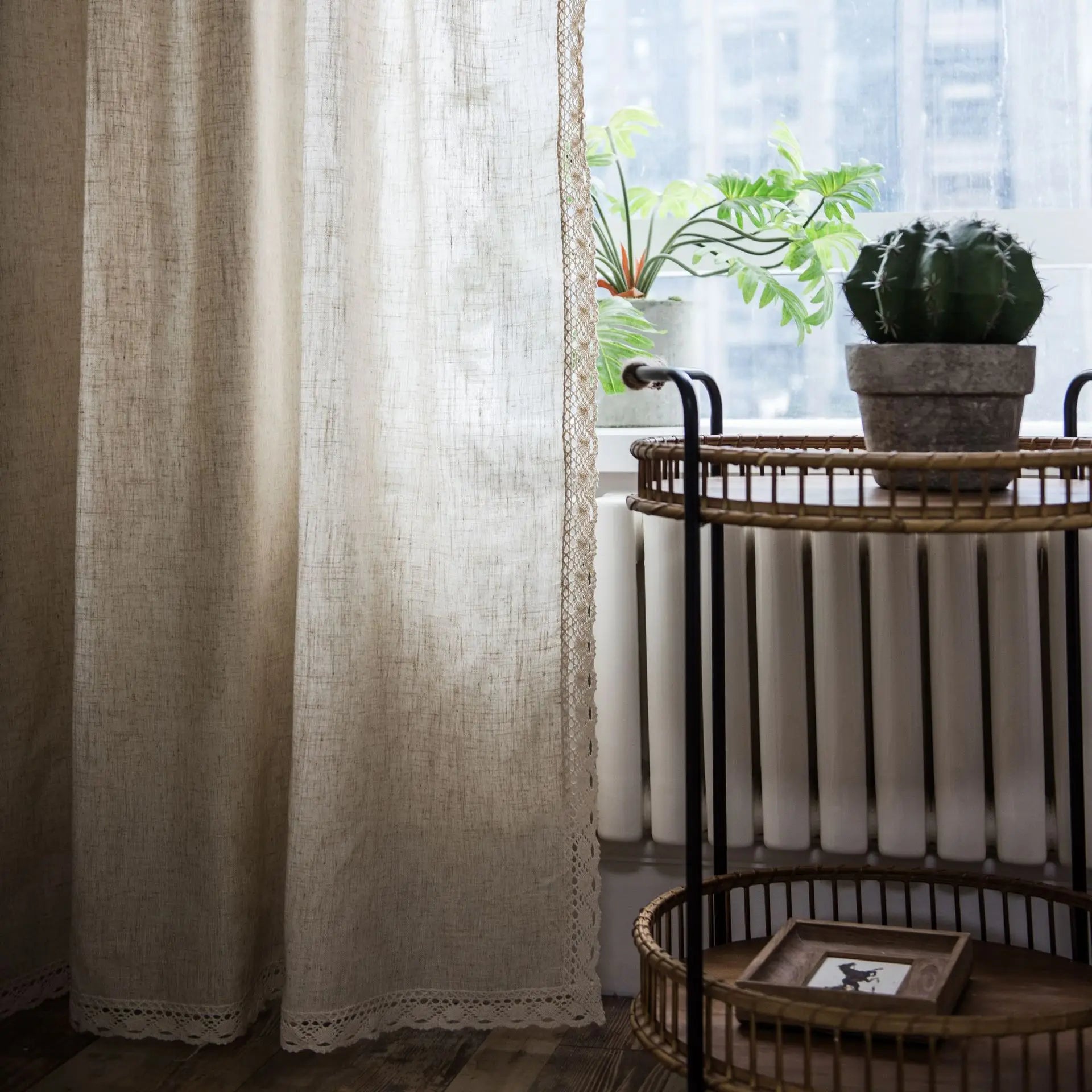 Boho Linen Tassel Curtain Panel