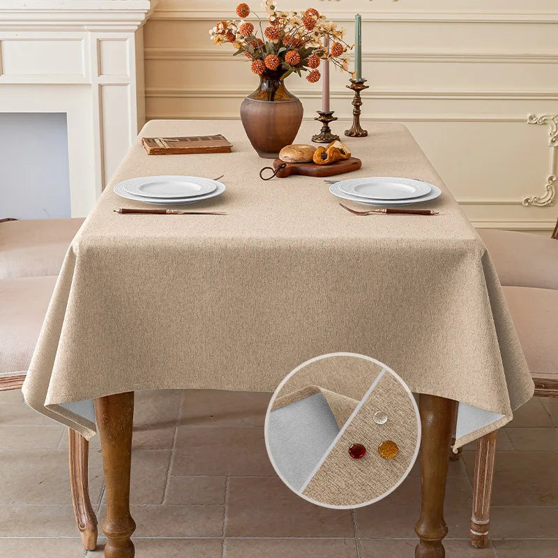 Cotton and Linen Three-proof Tablecloth Waterproof and Dustproof Solid
