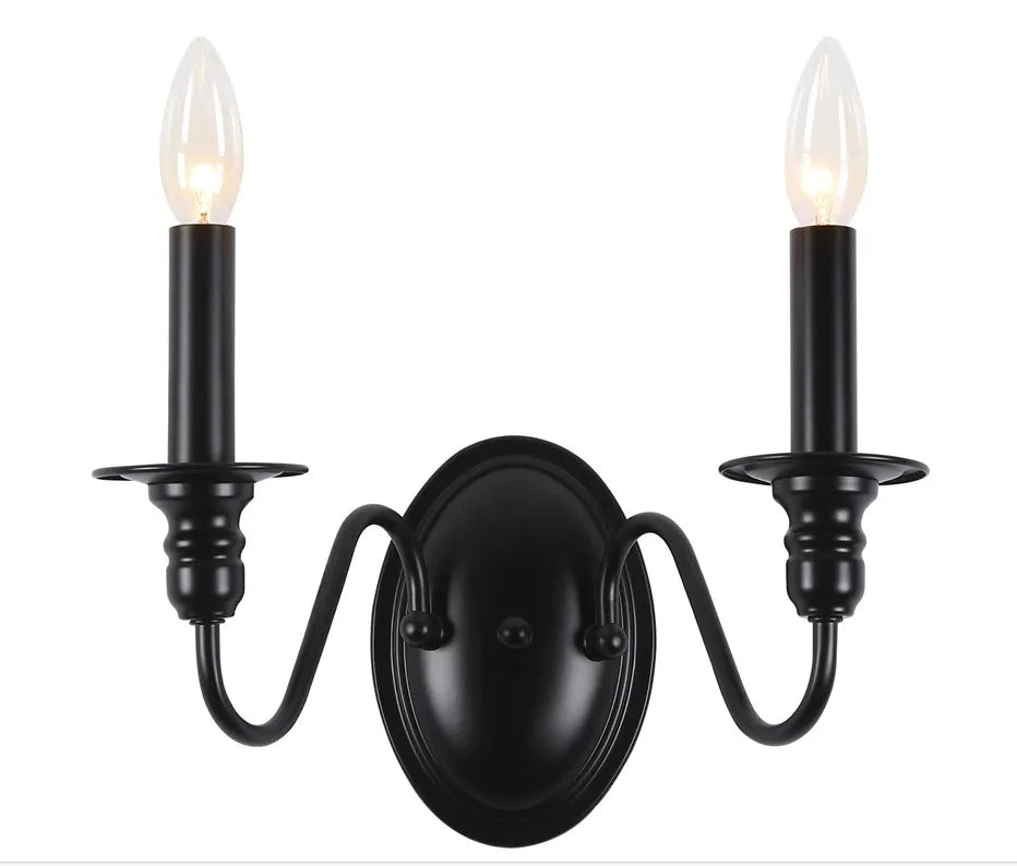 European Retro Wrought Iron Wall Lamp Sconce American Candle Style