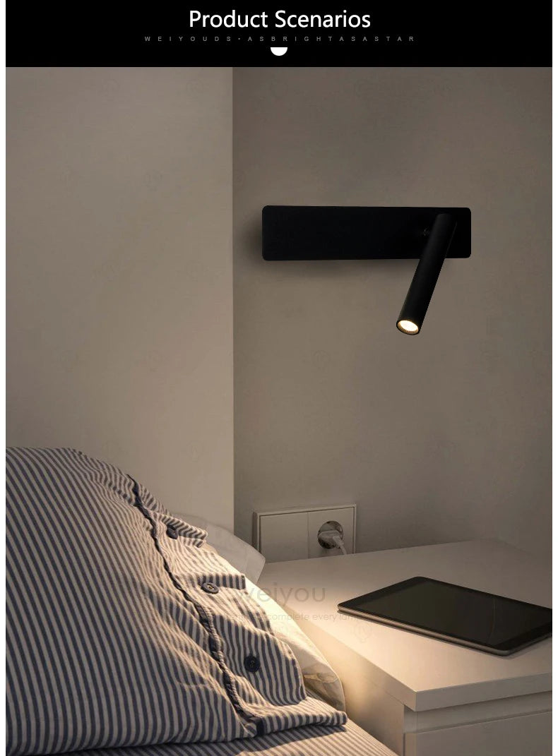White Swivel Bedside Wall Lamp