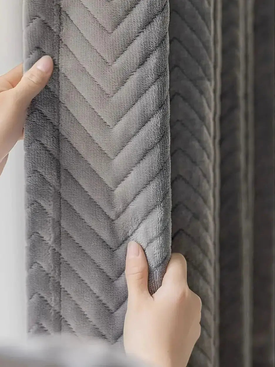 1Pc Thick Blackout Curtains with Velvet Lining, Comfortable Velvet